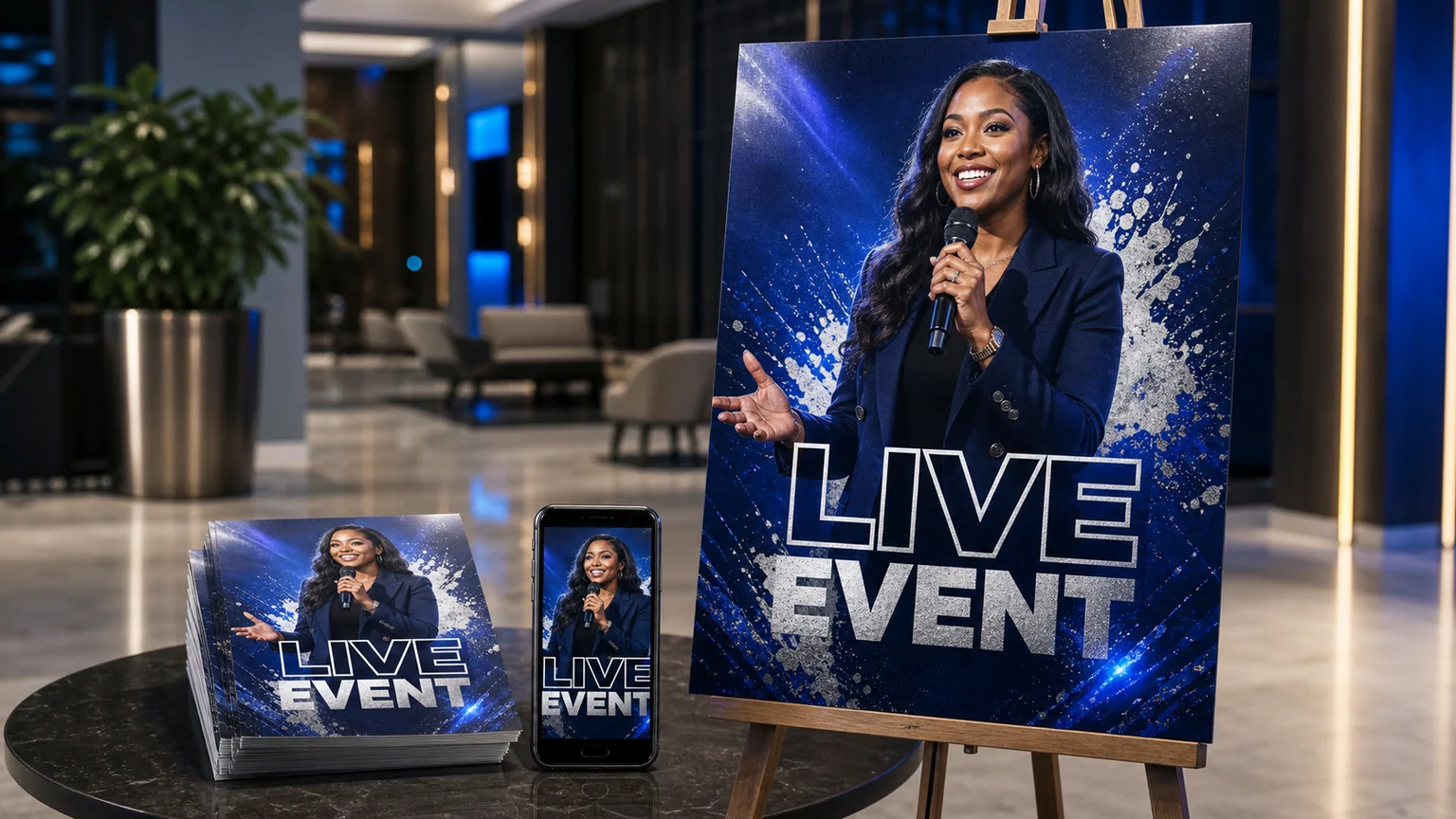 Coordinated Live Event poster, flyers and social graphic