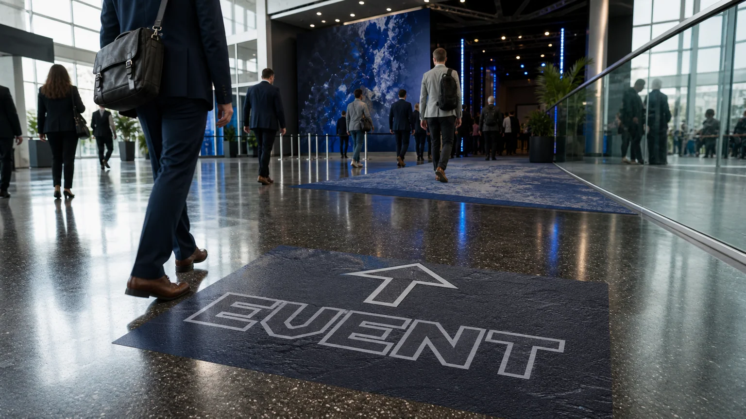 Large event environment using custom floor and wall graphics